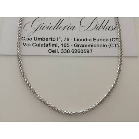 COLLANA In ORO BIANCO 18 Kt 750% Donna Modello SPIGA Collier Catena Girocollo - 1