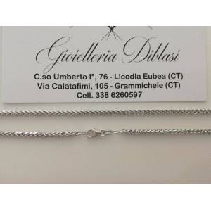 COLLANA In ORO BIANCO 18 Kt 750% Donna Modello SPIGA Collier Catena Girocollo - 1 2