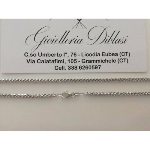 COLLANA In ORO BIANCO 18 Kt 750% Donna Modello SPIGA Collier Catena Girocollo - 2