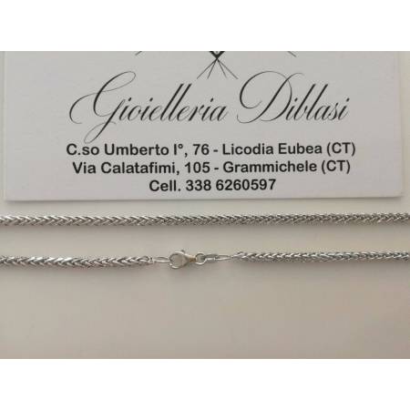 COLLANA In ORO BIANCO 18 Kt 750% Donna Modello SPIGA Collier Catena Girocollo - 2