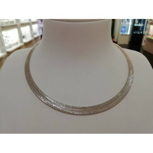 Collana girocollo in oro bianco 18kt 750% altissima manifattura italiana - 1