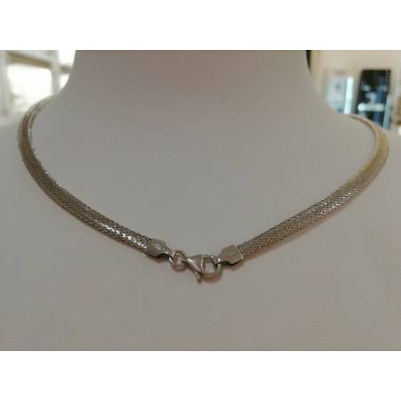 Collana girocollo in oro bianco 18kt 750% altissima manifattura italiana - 2