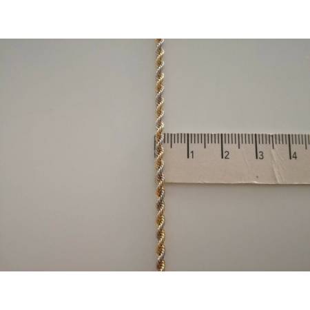 COLLANA ORO 18 KT 750% GIALLO BIANCO Donna CORDA Laser Girocollo COLLIER Catena - 3