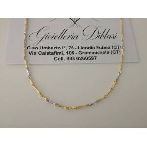 COLLANA In ORO Bicolore GIALLO E ORO BIANCO Unisex Oro 18 KT 750% Made In Italy - 1
