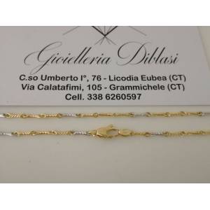 COLLANA In ORO Bicolore GIALLO E ORO BIANCO Unisex Oro 18 KT 750% Made In Italy - 1 2