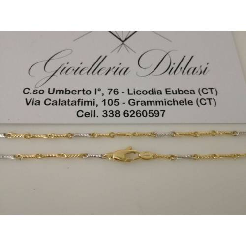 COLLANA In ORO Bicolore GIALLO E ORO BIANCO Unisex Oro 18 KT 750% Made In Italy - 2
