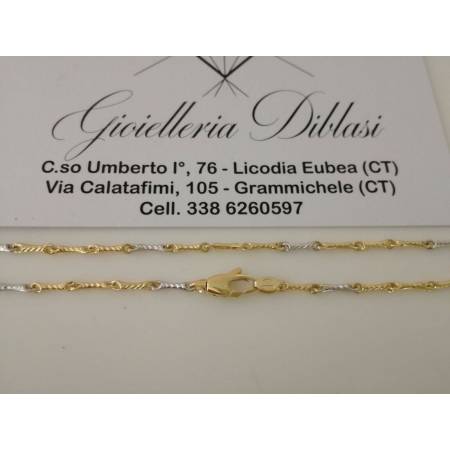 COLLANA In ORO Bicolore GIALLO E ORO BIANCO Unisex Oro 18 KT 750% Made In Italy - 2