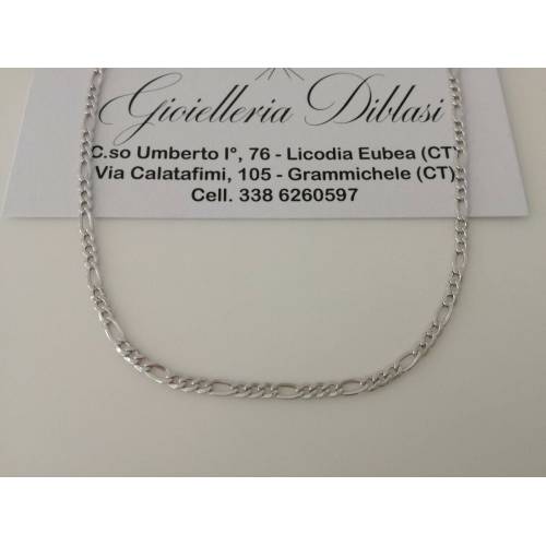 Collana in oro bianco maglia 3+1 18kt 750% Made in Italy - 1