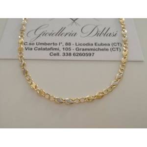 COLLANA ORO 18 KT 750% Bicolore GIALLO BIANCO Uomo Donna Unisex COLLIER CATENA - 1