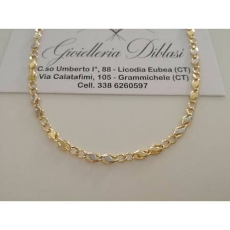 COLLANA ORO 18 KT 750% Bicolore GIALLO BIANCO Uomo Donna Unisex COLLIER CATENA - 1