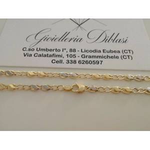 COLLANA ORO 18 KT 750% Bicolore GIALLO BIANCO Uomo Donna Unisex COLLIER CATENA - 1 2