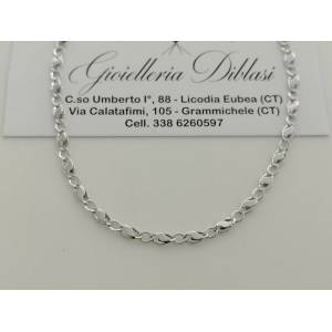 COLLANA COLLIER Oro Bianco 18 Kt 750% Girocollo Maglia CATENA Uomo Donna Unisex - 1