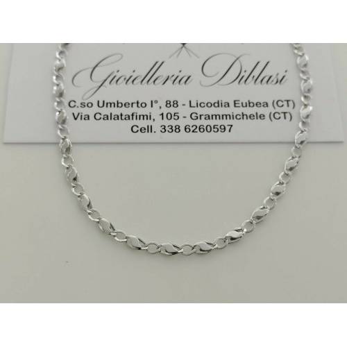 COLLANA COLLIER Oro Bianco 18 Kt 750% Girocollo Maglia CATENA Uomo Donna Unisex - 1