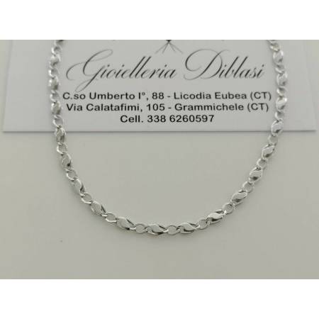 COLLANA COLLIER Oro Bianco 18 Kt 750% Girocollo Maglia CATENA Uomo Donna Unisex - 1