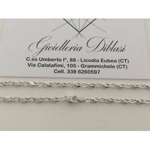 COLLANA COLLIER Oro Bianco 18 Kt 750% Girocollo Maglia CATENA Uomo Donna Unisex - 1 2