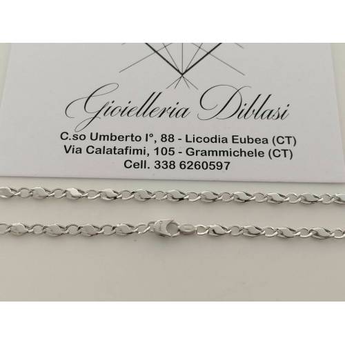 COLLANA COLLIER Oro Bianco 18 Kt 750% Girocollo Maglia CATENA Uomo Donna Unisex - 2