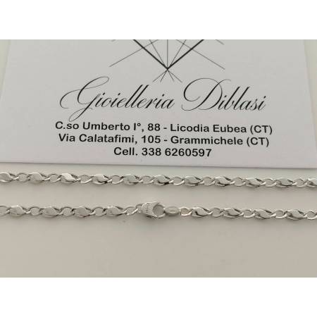 COLLANA COLLIER Oro Bianco 18 Kt 750% Girocollo Maglia CATENA Uomo Donna Unisex - 2