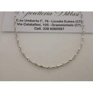 COLLANA In ORO BIANCO Unisex Oro 18 KT 750% Made In Italy - 1