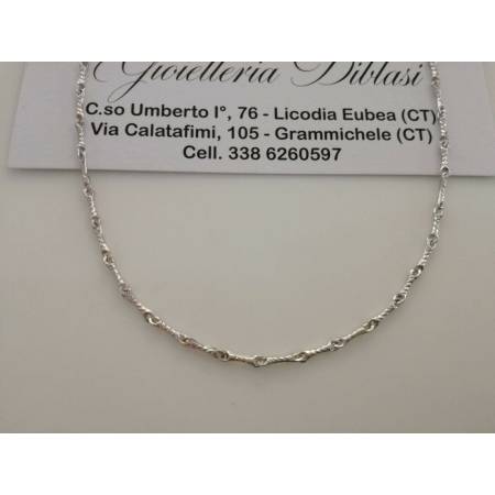 COLLANA In ORO BIANCO Unisex Oro 18 KT 750% Made In Italy - 1