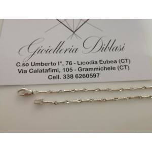COLLANA In ORO BIANCO Unisex Oro 18 KT 750% Made In Italy - 1 2