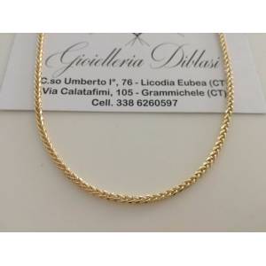 COLLANA In ORO GIALLO 18 KT 750% Unisex Modello SPIGA Catena Collier Girocollo - 1