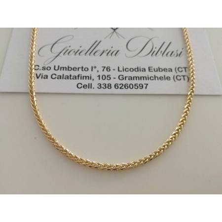 COLLANA In ORO GIALLO 18 KT 750% Unisex Modello SPIGA Catena Collier Girocollo - 1