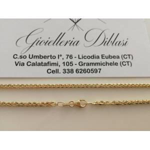 COLLANA In ORO GIALLO 18 KT 750% Unisex Modello SPIGA Catena Collier Girocollo - 1 2