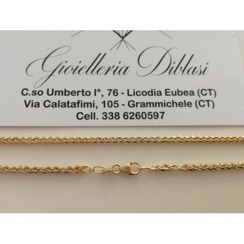 COLLANA In ORO GIALLO 18 KT 750% Unisex Modello SPIGA Catena Collier Girocollo - 2