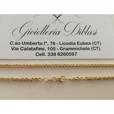 COLLANA In ORO GIALLO 18 KT 750% Unisex Modello SPIGA Catena Collier Girocollo - 2