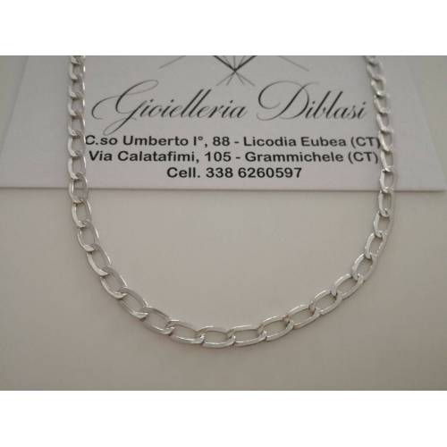 COLLANA Collier ORO BIANCO 18 Kt 750% Uomo Donna Unisex Maglia CATENA Girocollo - 1