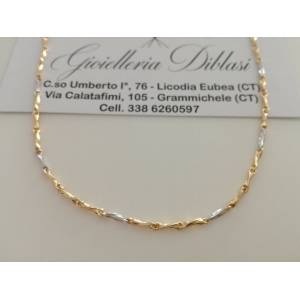 COLLANA ORO 18 KARATI 750% COLLIER CATENA Uomo Donna Unisex Oro Giallo e Bianco - 1
