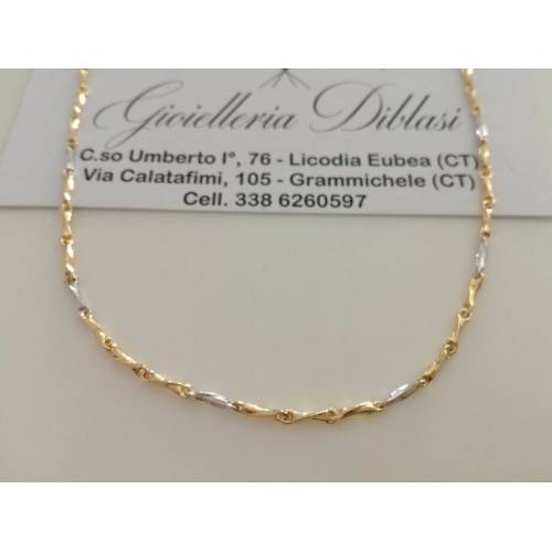 COLLANA ORO 18 KARATI 750% COLLIER CATENA Uomo Donna Unisex Oro Giallo e Bianco - 1
