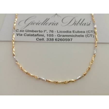 COLLANA ORO 18 KARATI 750% COLLIER CATENA Uomo Donna Unisex Oro Giallo e Bianco - 1
