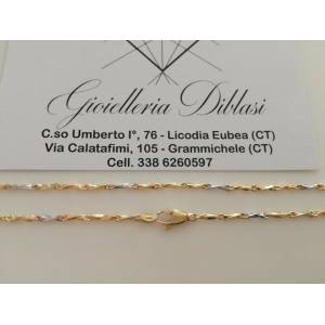 COLLANA ORO 18 KARATI 750% COLLIER CATENA Uomo Donna Unisex Oro Giallo e Bianco - 1 2