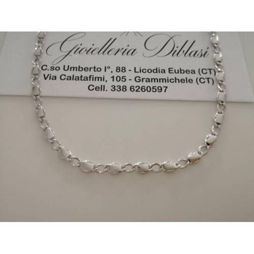 COLLANA Collier ORO BIANCO 18 Kt 750% Uomo Donna Unisex Maglia CATENA Girocollo - 1