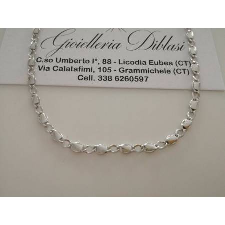 COLLANA Collier ORO BIANCO 18 Kt 750% Uomo Donna Unisex Maglia CATENA Girocollo - 1