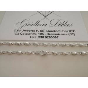 COLLANA Collier ORO BIANCO 18 Kt 750% Uomo Donna Unisex Maglia CATENA Girocollo - 1 2