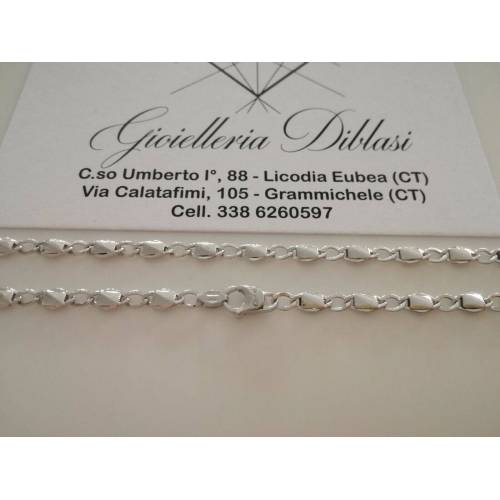 COLLANA Collier ORO BIANCO 18 Kt 750% Uomo Donna Unisex Maglia CATENA Girocollo - 2