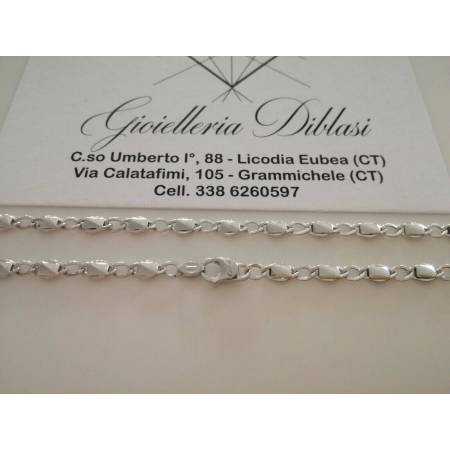 COLLANA Collier ORO BIANCO 18 Kt 750% Uomo Donna Unisex Maglia CATENA Girocollo - 2