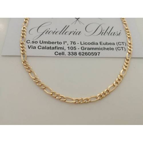 COLLANA COLLIER ORO 18 Karati 750% CATENA Uomo Donna ORO Giallo Maglia 3+1 Italy - 1