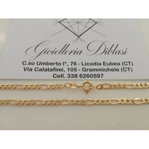 COLLANA COLLIER ORO 18 Karati 750% CATENA Uomo Donna ORO Giallo Maglia 3+1 Italy - 2