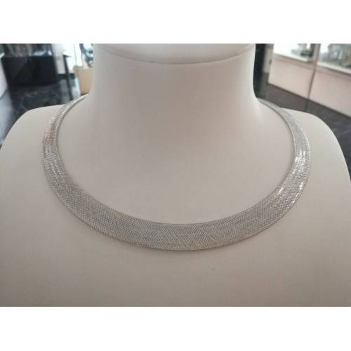 COLLANA COLLIER IN ORO BIANCO 18 KARATI 750% SEMIRIGIDA Made in Italy - 3