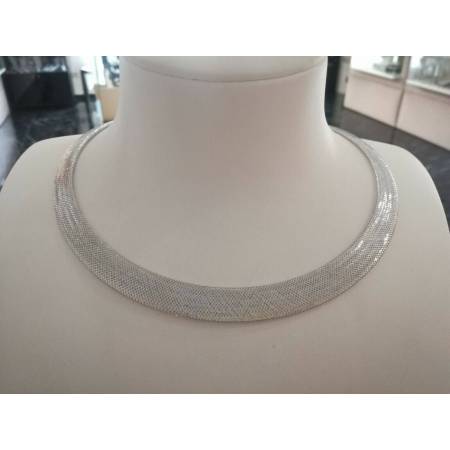 COLLANA COLLIER IN ORO BIANCO 18 KARATI 750% SEMIRIGIDA Made in Italy - 3