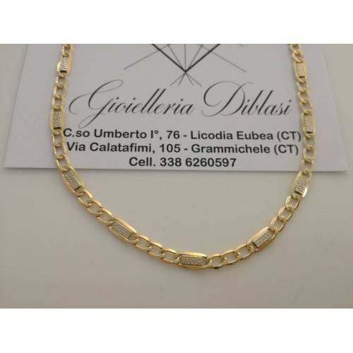 COLLANA In ORO Bicolore GIALLO E ORO BIANCO Unisex Oro 18 KT 750% Made In Italy - 1