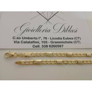 COLLANA In ORO Bicolore GIALLO E ORO BIANCO Unisex Oro 18 KT 750% Made In Italy - 1 2