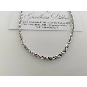 COLLANA Collier ORO BIANCO 18 Kt 750% Donna Catena FUNE Brillantinata Girocollo - 1