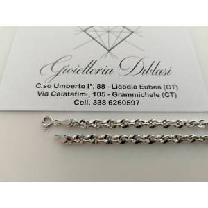 COLLANA Collier ORO BIANCO 18 Kt 750% Donna Catena FUNE Brillantinata Girocollo - 1 2