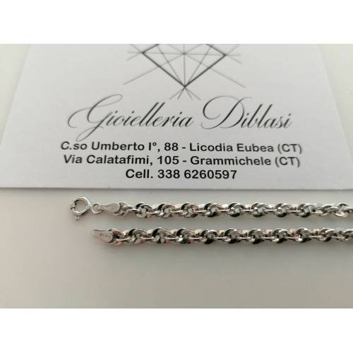 COLLANA Collier ORO BIANCO 18 Kt 750% Donna Catena FUNE Brillantinata Girocollo - 2