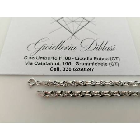 COLLANA Collier ORO BIANCO 18 Kt 750% Donna Catena FUNE Brillantinata Girocollo - 2