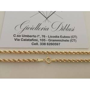 COLLANA In ORO GIALLO Modello CORDA (FUNE) Unisex Oro 18 KT 750% Made In Italy - 1 2